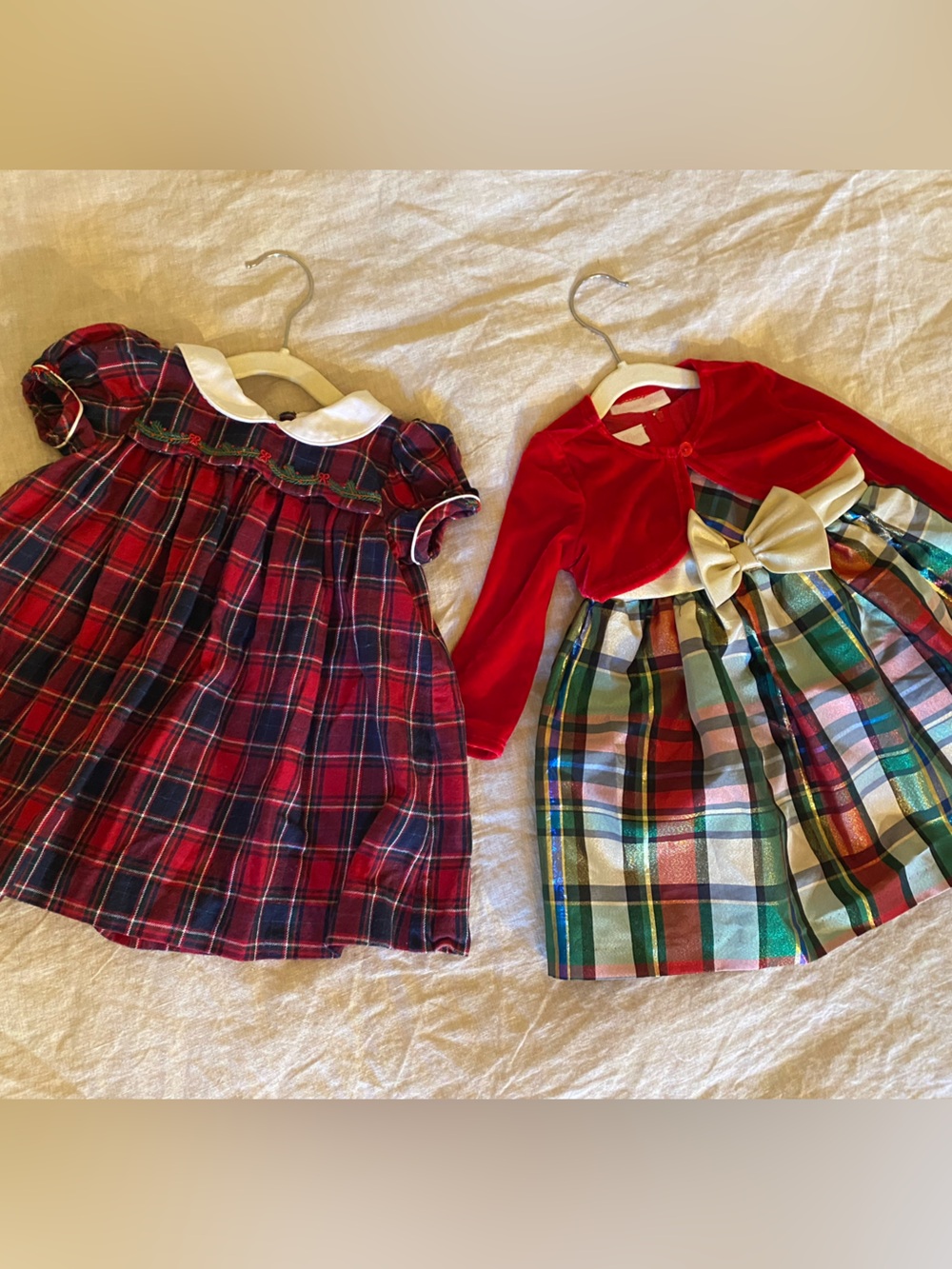 Darling Plaid Holiday Dresses - 12M